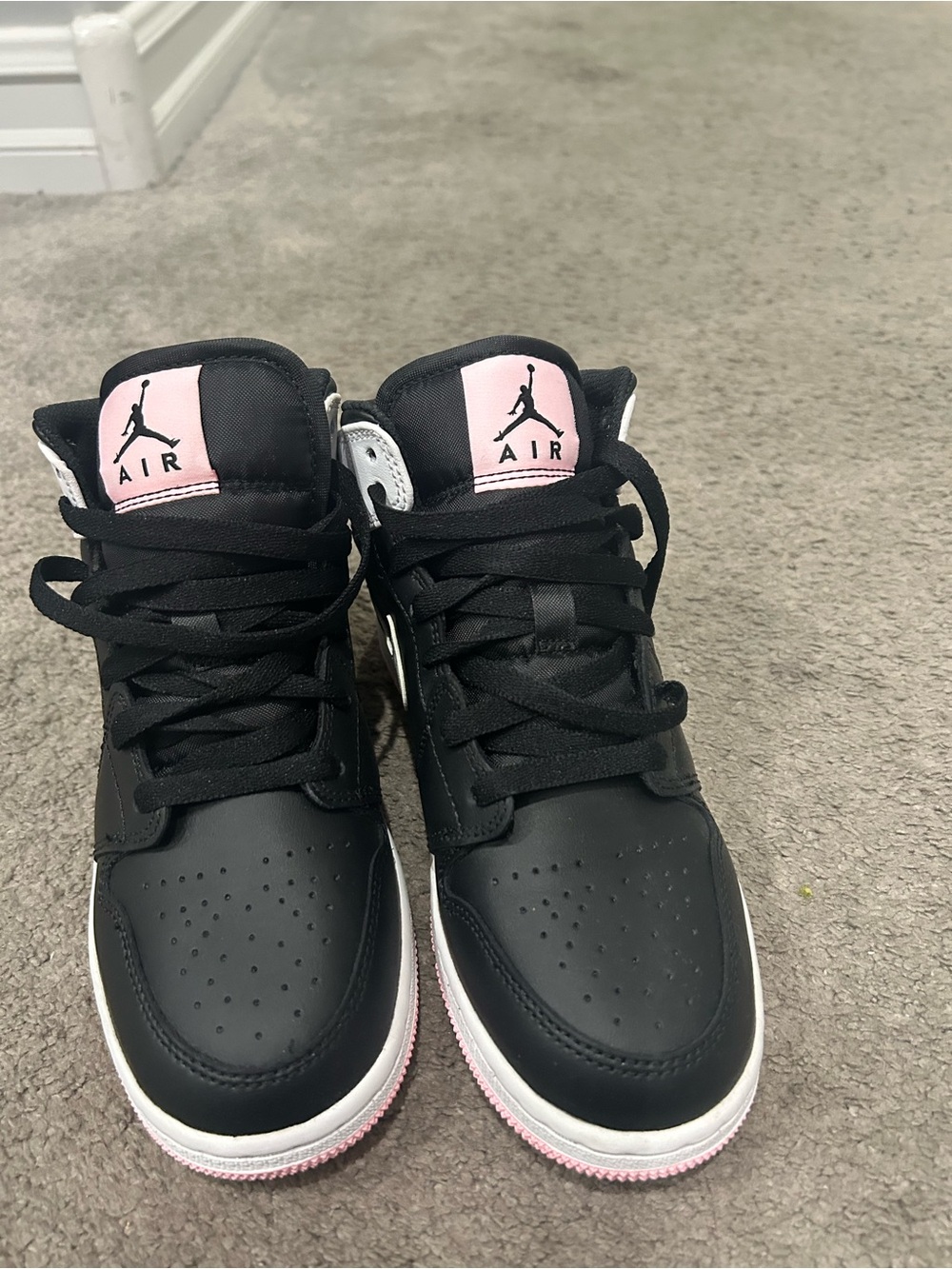 Jordan Kids High-Top Sneakers in Black and Pink Accents
